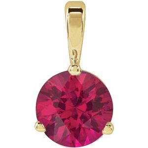 14K Yellow Gold Lab-Grown Ruby Pendant