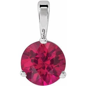 14K White Gold Lab-Grown Ruby Pendant