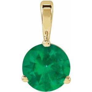 14K Yellow Gold Lab-Grown Emerald Pendant