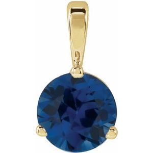 14K Yellow Gold Lab-Grown Blue Sapphire Pendant