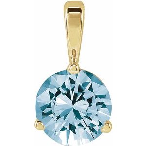 14K Yellow Gold Lab-Grown Aqua Sapphire Pendant