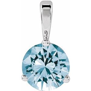 14K White Gold Lab-Grown Aqua Sapphire Pendant