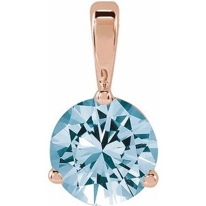 14K Rose Gold Lab-Grown Aqua Sapphire Pendant