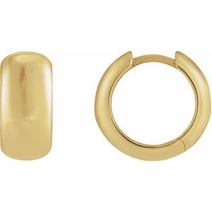 14K Yellow Gold Hinged 15 mm Hoop Earrings