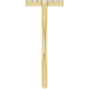 14K Yellow Gold .07 CTW Natural Diamond Sideways Cross Ring