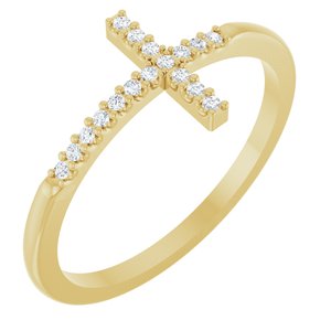 14K Yellow Gold .08 CTW Lab-Grown Diamond Sideways Cross Ring