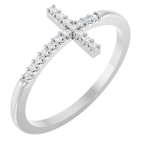 14K White Gold .08 CTW Lab-Grown Diamond Sideways Cross Ring