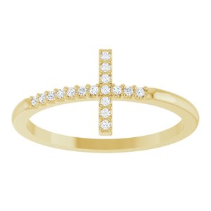 14K Yellow Gold .07 CTW Natural Diamond Sideways Cross Ring