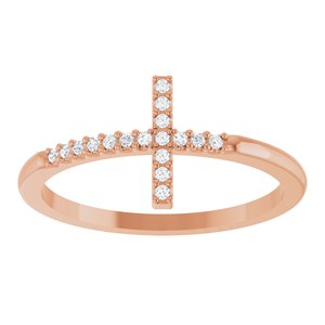 14K Rose Gold .08 CTW Lab-Grown Diamond Sideways Cross Ring