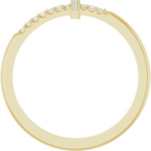 14K Yellow Gold .07 CTW Natural Diamond Sideways Cross Ring