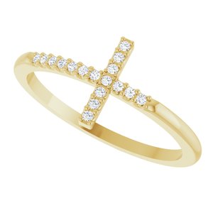 14K Yellow Gold .08 CTW Lab-Grown Diamond Sideways Cross Ring