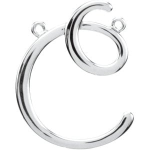 18K White Gold Script Initial C Necklace Center
