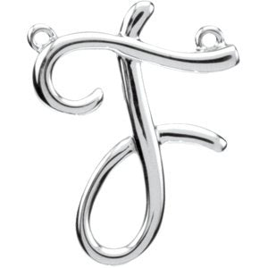14K White Gold Script Initial F Necklace Center
