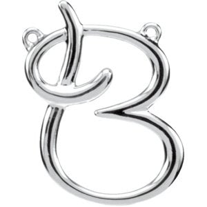 18K White Gold Script Initial B Necklace Center