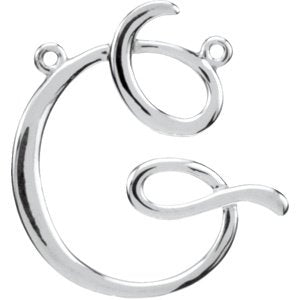 14K White Gold Script Initial G Necklace Center