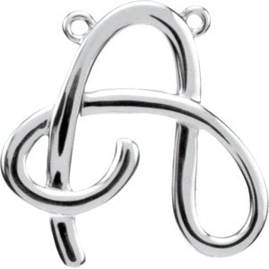 Platinum Script Initial A Necklace Center