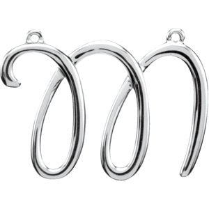 18K White Gold Script Initial M Necklace Center