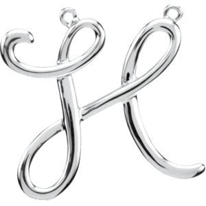 18K White Gold Script Initial H Necklace Center