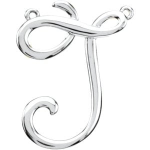 10K White Gold Script Initial J Necklace Center