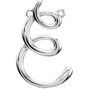 10K White Gold Script Initial E Necklace Center
