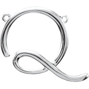 Platinum Script Initial Q Necklace Center