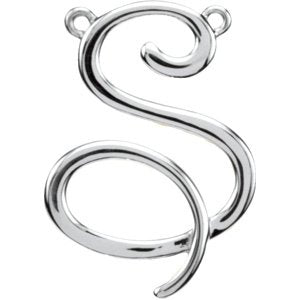 Platinum Script Initial S Necklace Center