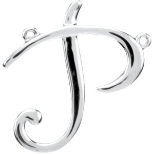 Platinum Script Initial P Necklace Center