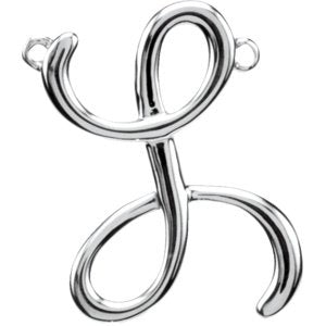 10K White Gold Script Initial L Necklace Center
