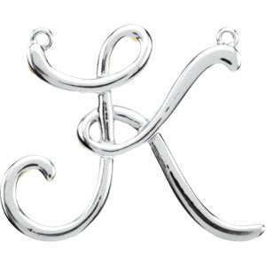 14K White Gold Script Initial K Necklace Center