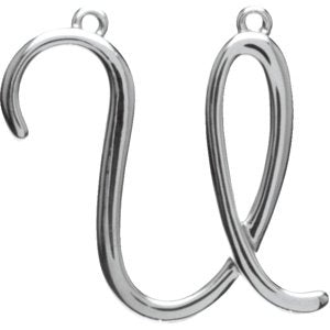 10K White Gold Script Initial U Necklace Center