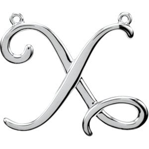Platinum Script Initial X Necklace Center