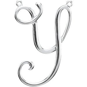 Sterling Silver Script Initial Y Necklace Center
