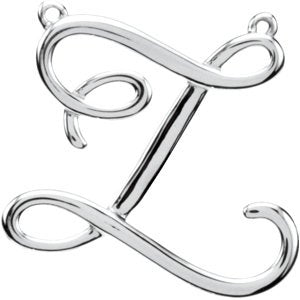 14K White Gold Script Initial Z Necklace Center