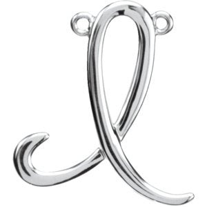 10K White Gold Script Initial I Necklace Center