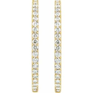 14K Yellow Gold 5 CTW Natural Diamond Inside-Outside 41.5 mm Hinged Hoop Earrings