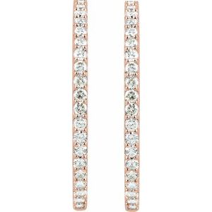 14K Rose Gold 6 1/2 CTW Lab-Grown Diamond Inside-Outside 51 mm Hinged Hoop Earrings