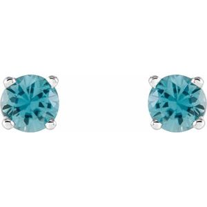 Sterling Silver 4 mm Natural Zircon Earrings