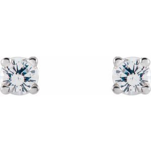 14K White Gold 2.5 mm Natural White Sapphire Earrings