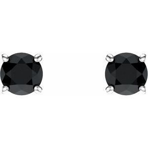 14K White Gold 5 mm Natural Black Onyx Earrings