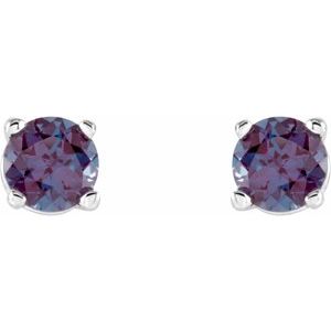 14K White Gold 4 mm Lab-Grown Alexandrite Earrings