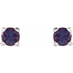 14K White Gold 2.5 mm Lab-Grown Alexandrite Earrings