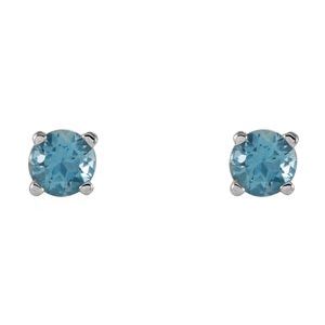 14K White Gold 4 mm Natural Swiss Blue Topaz Earrings