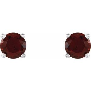14K White Gold 4 mm Natural Mozambique Garnet Earrings