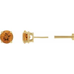 14K Yellow Gold Natural Citrine Earring