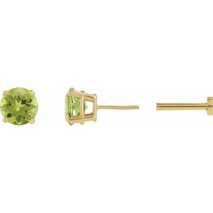 14K Yellow Gold Natural Peridot Earring