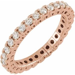 14K Rose Gold 1 CTW Natural Diamond Eternity Band Size 7