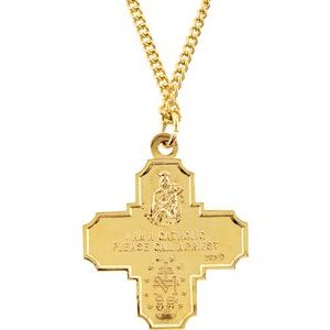 24K Yellow Gold-Plated Sterling Silver Four-Way Cross 24" Necklace