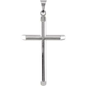 14K White Gold 39.25x22 mm Unadorned Cross Pendant