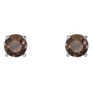 14K White Gold 5 mm Natural Smoky Quartz Earrings
