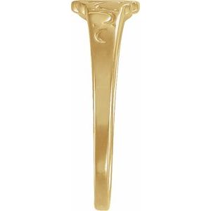 14K Yellow Gold Oval Youth Cross Signet Ring